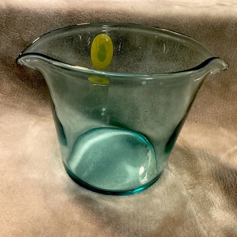 Vintage Royal Leerdam Williamsburg Restoration Aqua Glass Wine Rinser Handblown